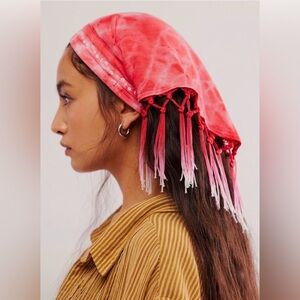 Curried Myrrh Handmade Light Pink Tie Dye Embellished Fringed Headband Scarf New